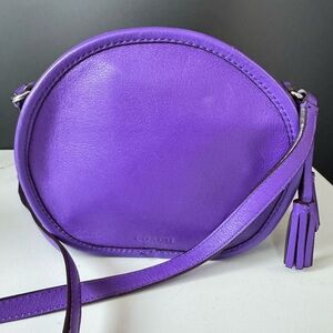 Coach Legacy Canteen Ultraviolet Tassel Crossbody Purple Small Round Purse
